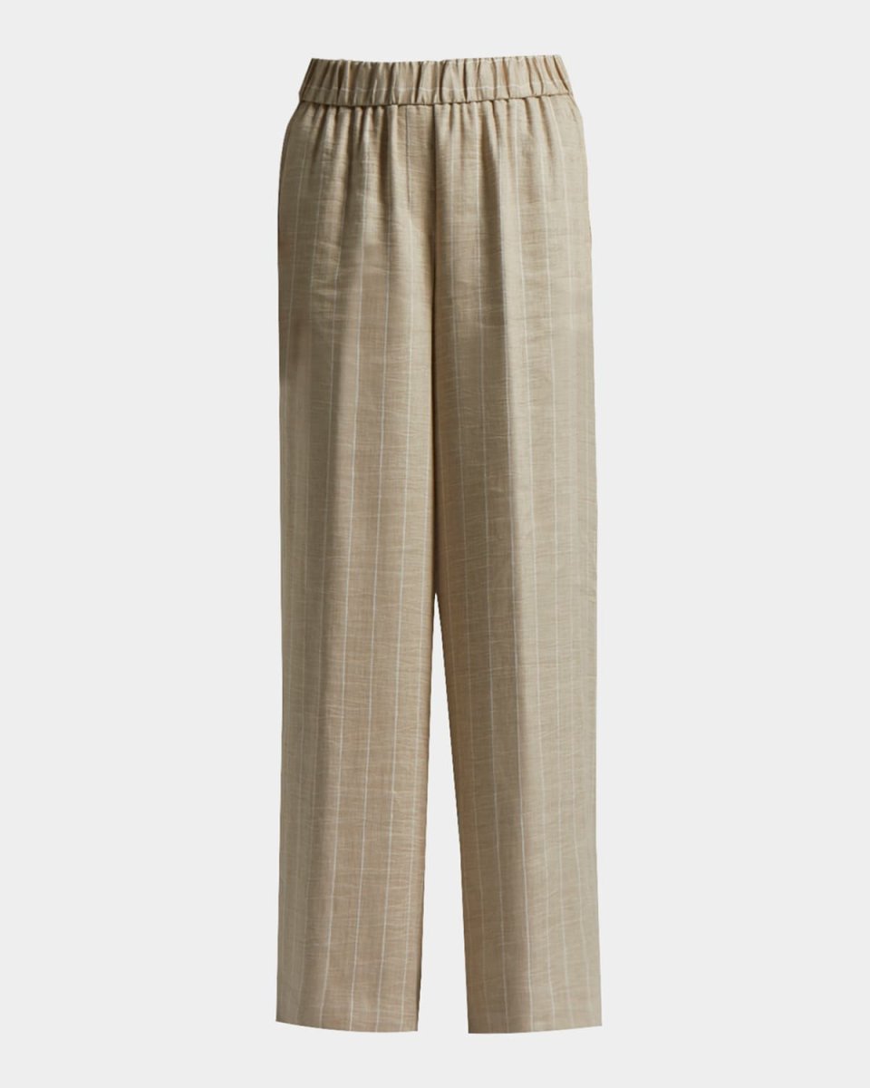 Striped Wide-Leg Linen Pants